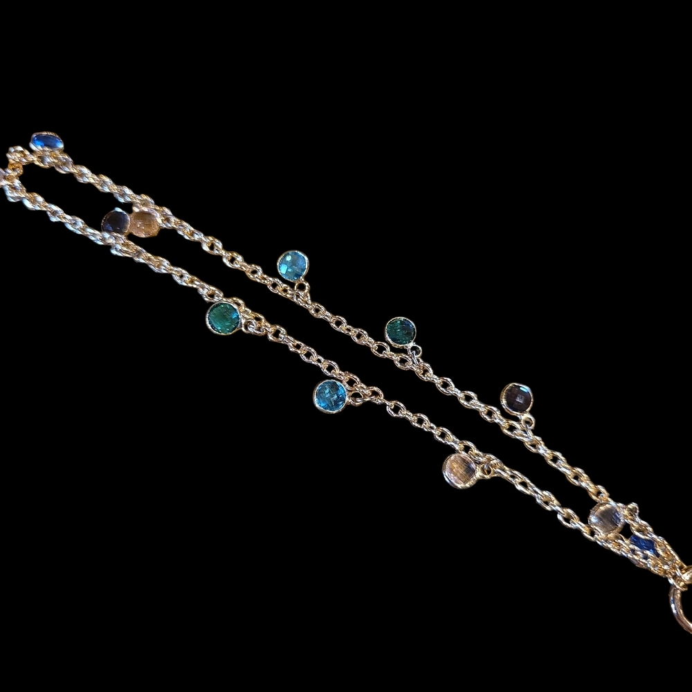 Kate Spade Gold Chain Key Ring Charm with Multicolor Crystals